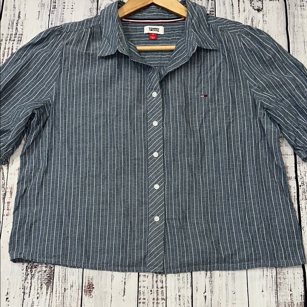 Tommy Hilfiger Blue Striped Button Down Shirt Sz. M - Picture 5 of 7